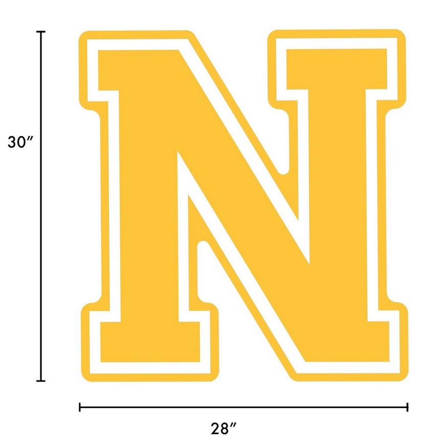 Yellow Collegiate Letter (N) Corrugated Plastic Yard Sign, 30in